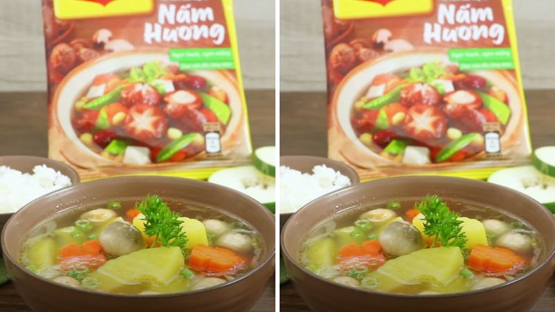 món canh đu đủ nấm rơm