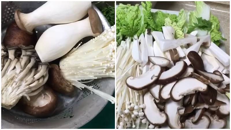 Sơ chế nấm và rau