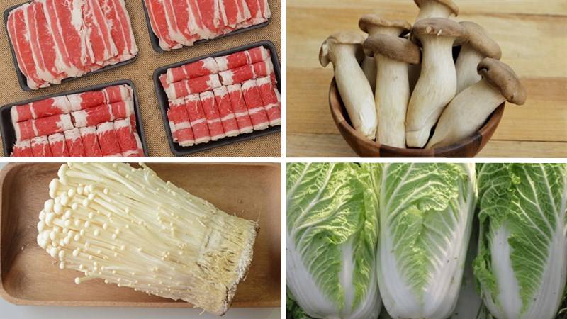 Nguyên liệu làm món lẩu bò nấm