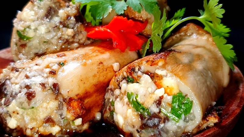 Nấm đùi gà nhồi thịt chay
