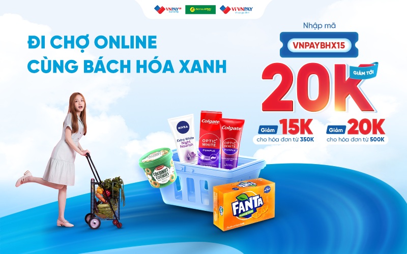 Giảm đến 20k cho đơn 500k, khi thanh toán bằng VNPAY tại Bách hóa XANH