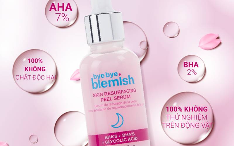 Tinh chất peel da AHA + BHA Bye Bye Blemish Skin Resurfacing Peel Serum Tinh chất peel da AHA + BHA Bye Bye Blemish Skin Resurfacing Peel Serum