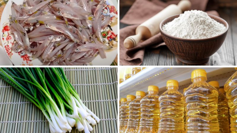 Nguyên liệu làm món cá cơm chiên bột