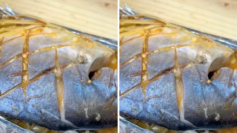 Thành phẩm cá chim nướng giấy bạc
