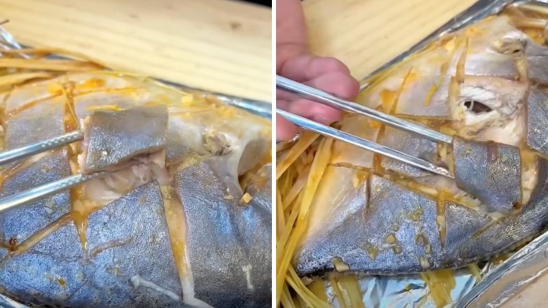 Thưởng thức cá chim nướng giấy bạc