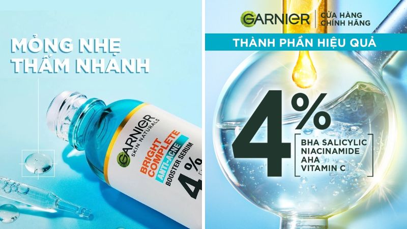 Thành phần của serum Garnier Bright Complete Anti-Acne màu xanh Thành phần của serum Garnier Bright Complete Anti-Acne màu xanh