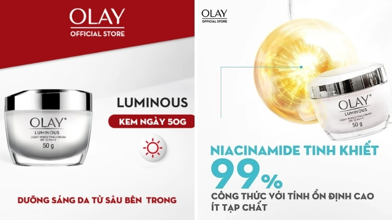 Kem dưỡng trắng da ban ngày Olay Luminous Light Perfecting Cream SPF 15