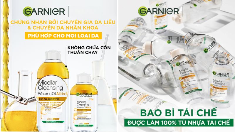 Nước tẩy trang Garnier vàng làm sạch da tốt