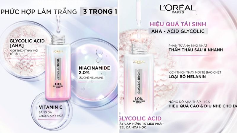 Thành phần của serum L'Oréal Glycolic-Bright 1.0% Glycolic Acid