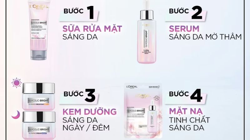Hướng dẫn sử dụng serum L'Oréal Glycolic-Bright 1.0% Glycolic Acid