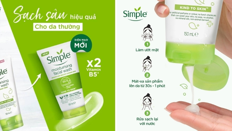 Sữa rửa mặt Simple Kind to Skin Moisturising Facial Wash