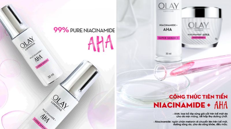 Hướng dẫn sử dụng serum Olay Luminous Niacinamide + AHA