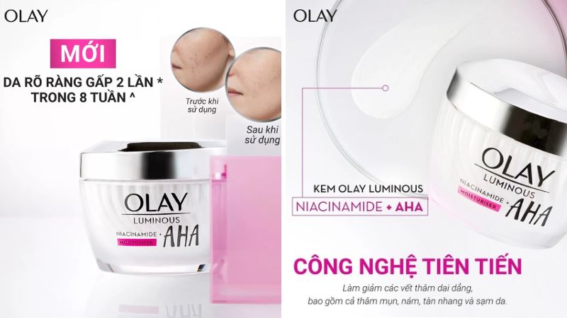 Thành phần của kem dưỡng Olay Niacinamide + AHA tái tạo & ngừa lão hóa