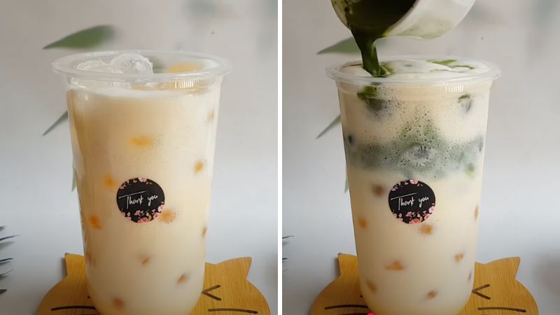 Hoàn thành matcha sữa gấu Hoàn thành matcha sữa gấu