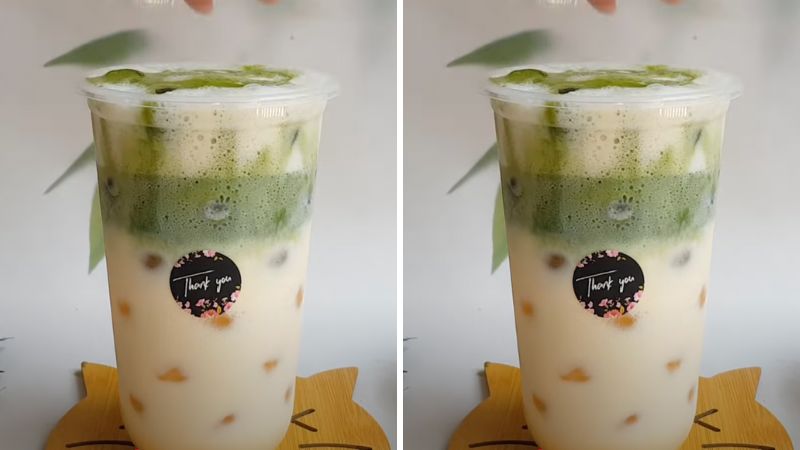 Thành phẩm matcha sữa gấu Thành phẩm matcha sữa gấu