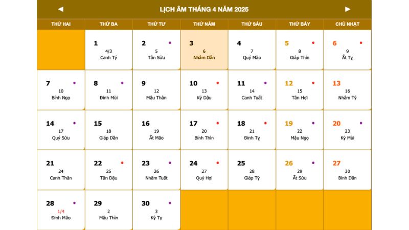 Âm lịch tháng 3/2025 kết thúc vào ngày 30/3/2025 Âm lịch tháng 3/2025 kết thúc vào ngày 30/3/2025
