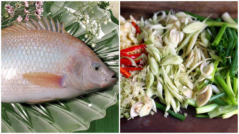 Nguyên liệu làm món cá diêu hồng sả ớt bằng nồi chiên không dầu