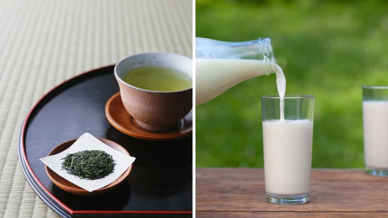 Dùng trà xanh hoặc sữa