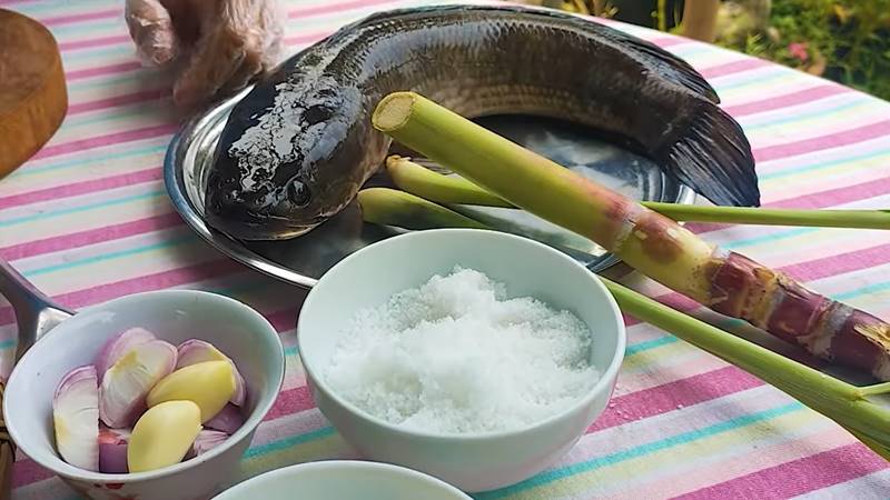 Nguyên liệu làm món cá lóc nướng muối tuyết
