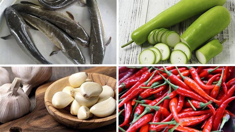 Nguyên liệu làm món cá lóc kho bầu