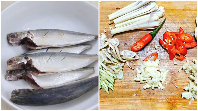 Nguyên liệu làm món cá nục chiên sả ớt