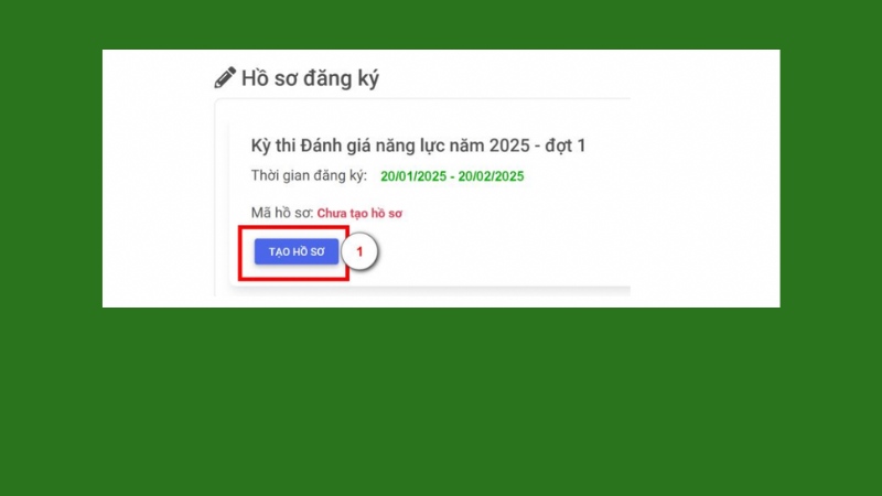 Tạo hồ sơ đăng ký địa điểm thi Tạo hồ sơ đăng ký địa điểm thi