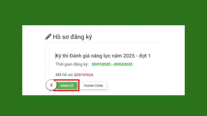 Truy cập chức năng đăng ký địa điểm thi Truy cập chức năng đăng ký địa điểm thi