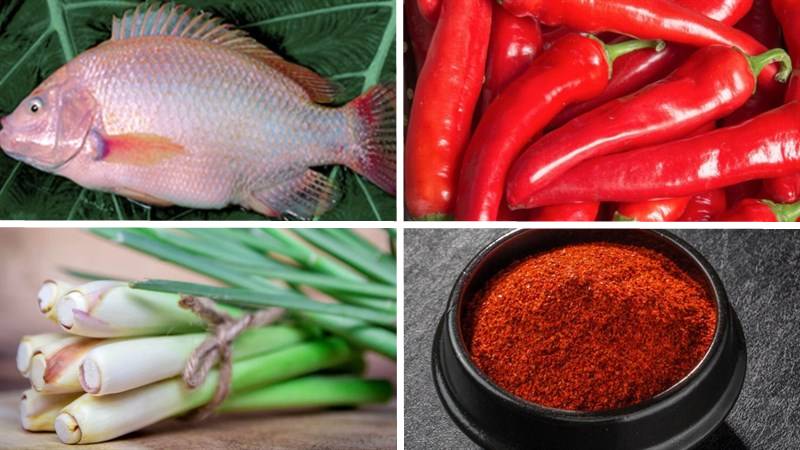 Nguyên liệu làm món cá diêu hồng chiên sả ớt