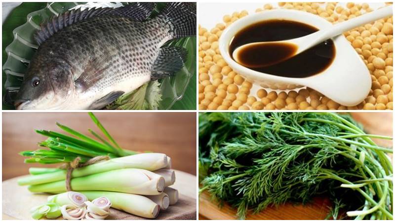 Nguyên liệu làm món cá rô phi hấp xì dầu