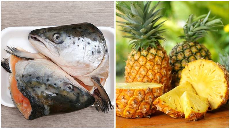 Nguyên liệu làm món đầu cá hồi kho khóm
