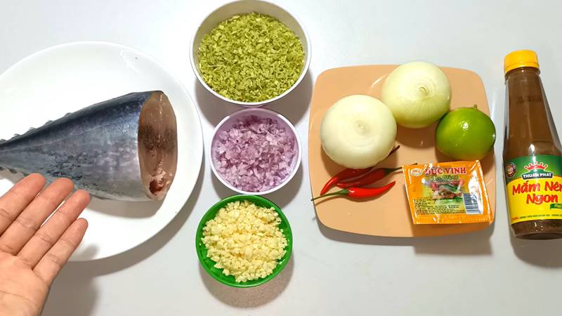 Nguyên liệu làm món cá ngừ nhúng giấm