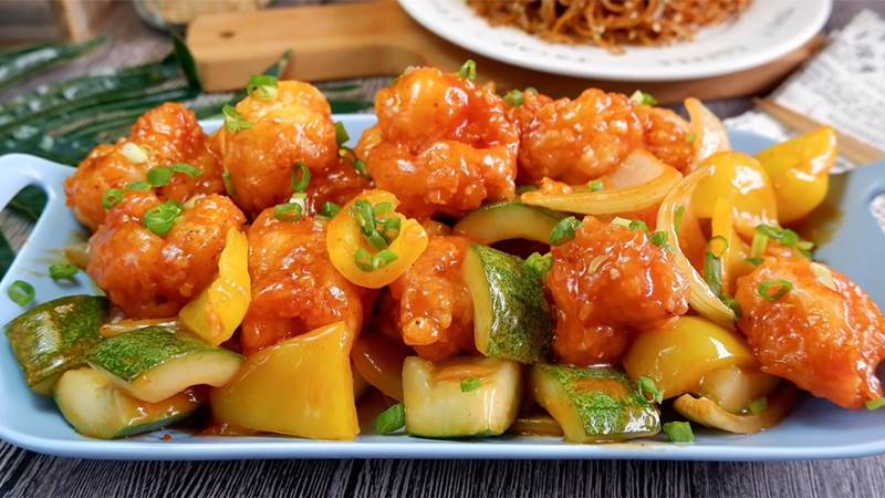 Tôm thẻ xào chua ngọt