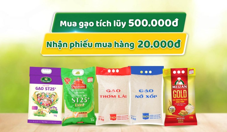 Tích lũy mua gạo, nhận phiếu mua hàng tại Bách hóa XANH