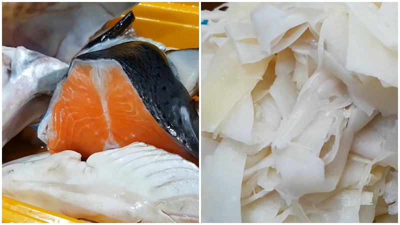 Nguyên liệu làm món đầu cá hồi nấu măng chua