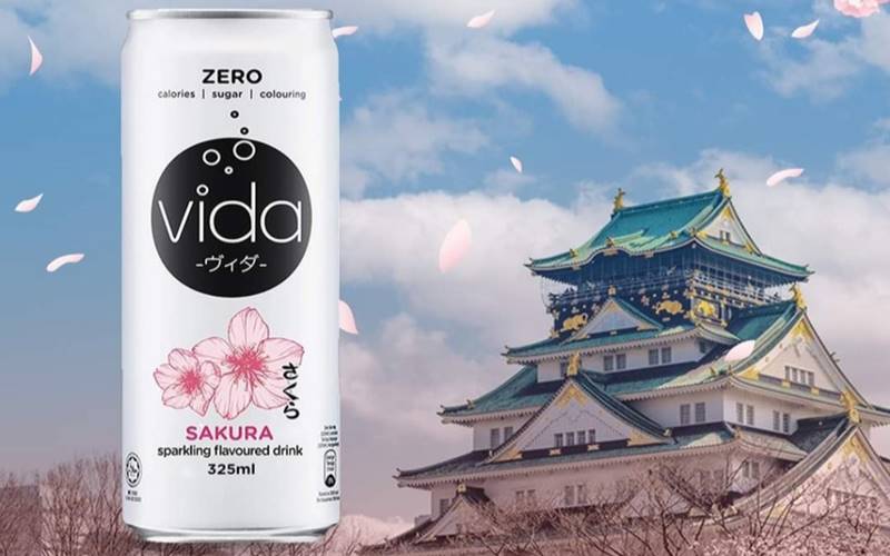 Nước ngọt có ga không calo Vida hương hoa anh đào