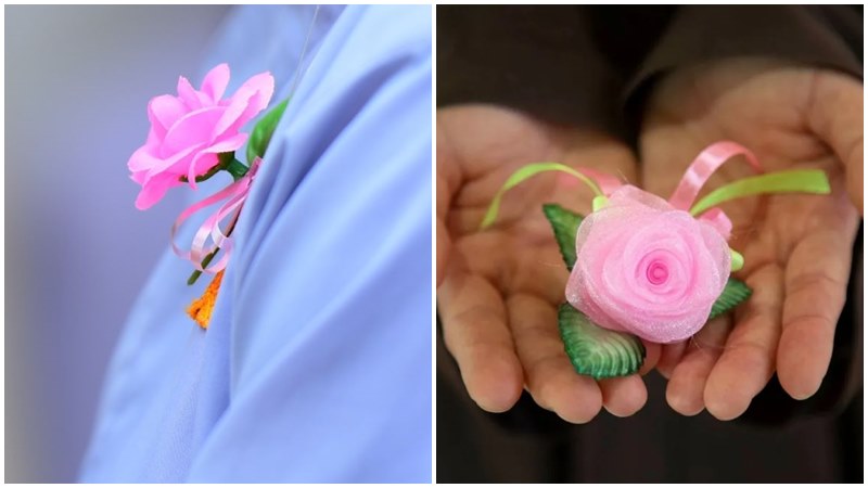 Cài bông hồng lên ngực – nhắc mình luôn biết ơn.