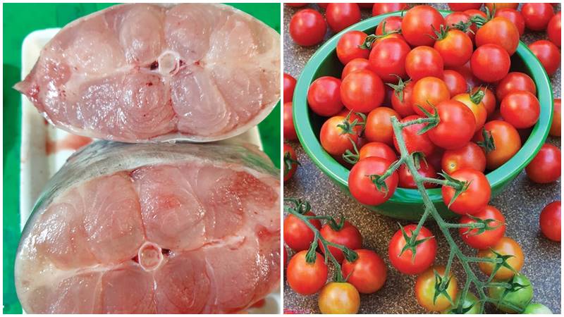 Nguyên liệu làm món cá lăng kho cà chua bi