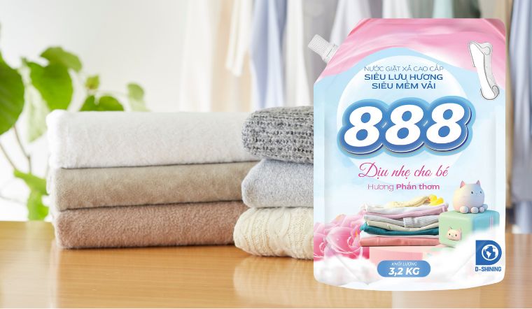 Nước giặt xả 888 siêu lưu hương, siêu mềm vải, an toàn cho da