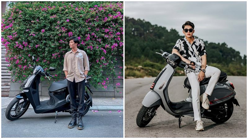 Tạo dáng chụp ảnh đứng nam: Dùng đạo cụ xe máy hoặc ô tô