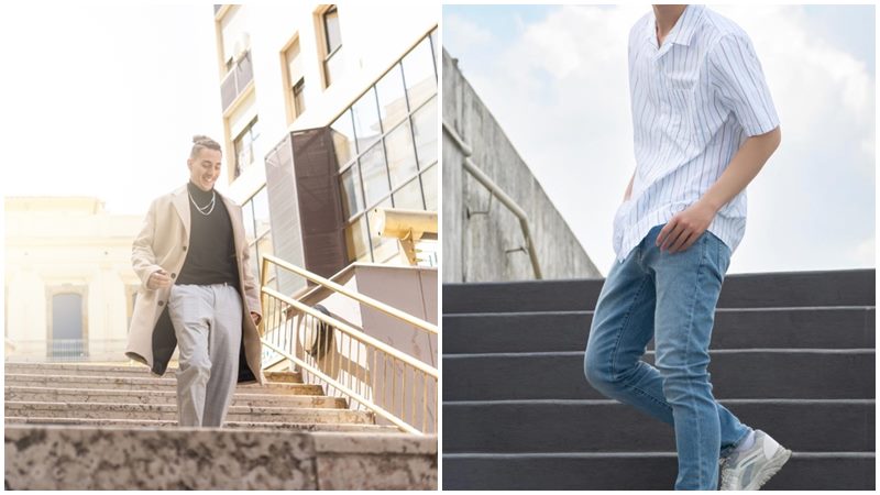 Tạo dáng chụp ảnh đứng nam: Bước xuống cầu thang