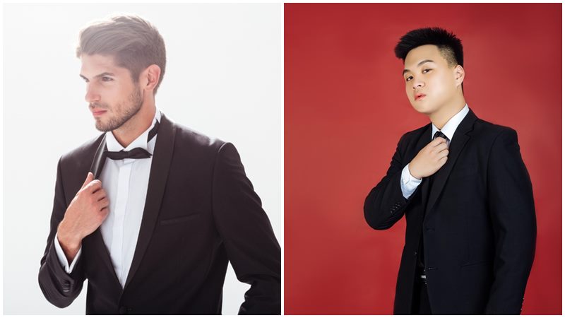 Tạo dáng chụp ảnh đứng nam: Tay nắm cổ áo