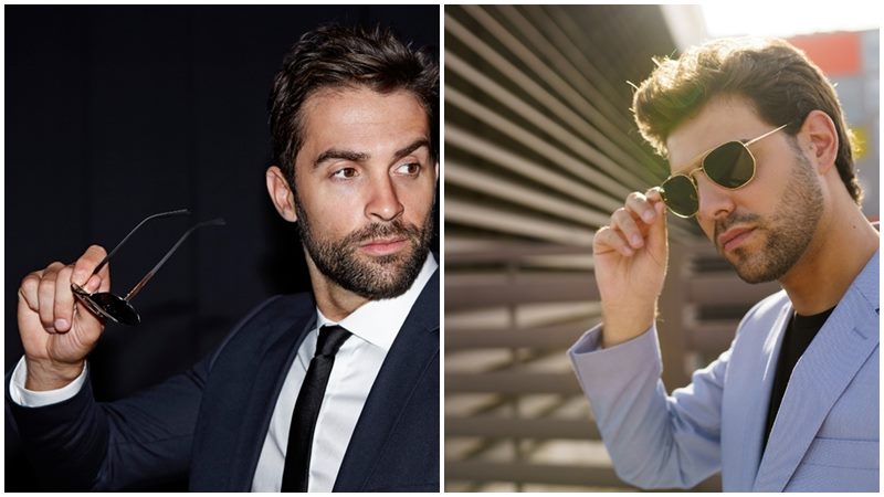 Tạo dáng chụp ảnh đứng nam: Tay cầm kính mát