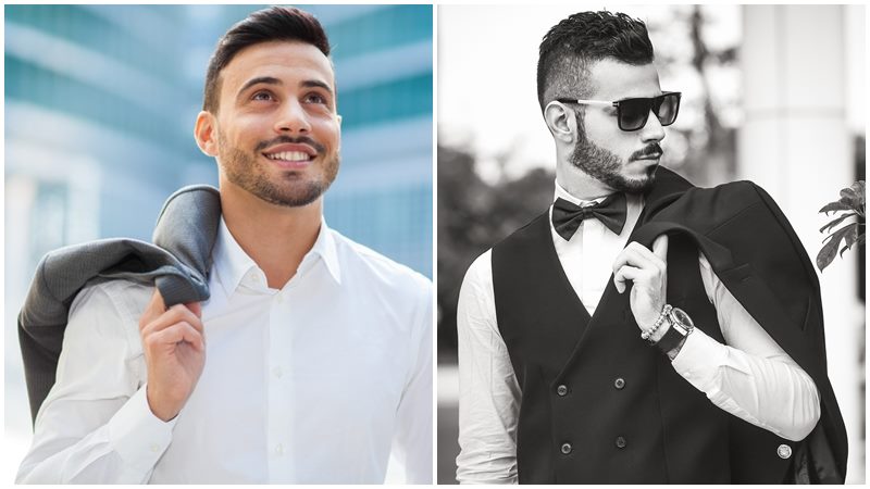 Tạo dáng chụp ảnh đứng nam: Cầm áo khoác trên vai