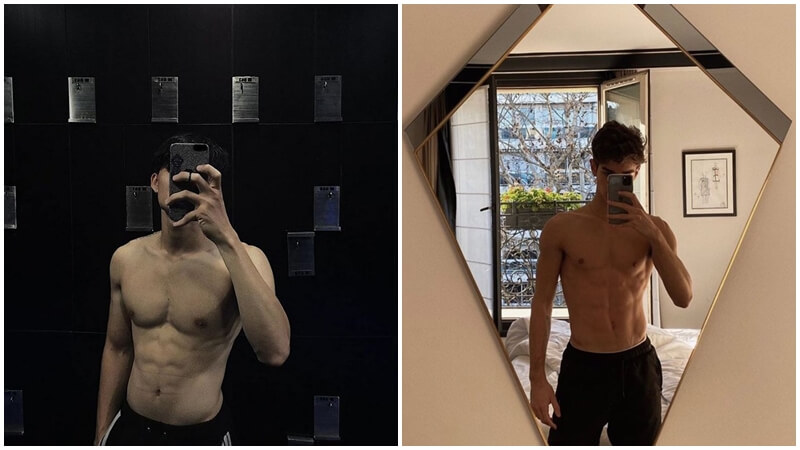 Chụp ảnh trước gương nam khoe cơ bắp