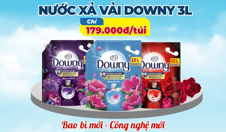 Nước xả vải Downy túi 3 lít giá chỉ 179.000 đồng