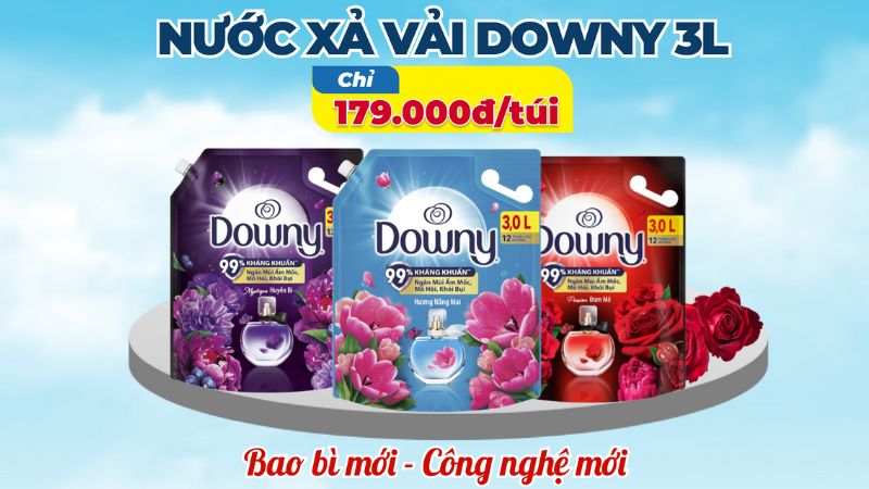 Nước xả vải Downy túi 3 lít giá chỉ 179.000 đồng