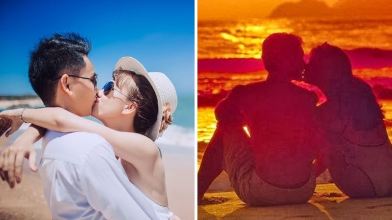 Cặp đôi hôn nhau trên bờ biển Cặp đôi hôn nhau trên bờ biển