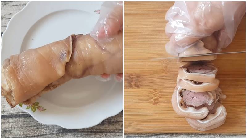 Thành phẩm tai heo cuộn bắp bò