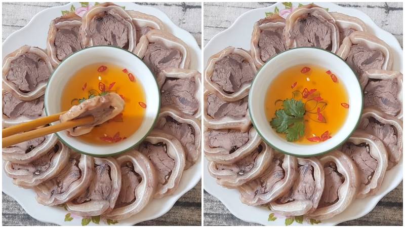 Thưởng thức tai heo cuộn bắp bò