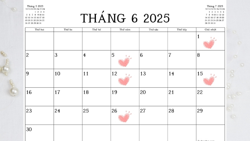 Xem ngày tốt cưới hỏi tháng 6 năm 2025